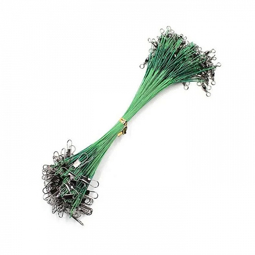 Поводок стальной 12кг 15см VF зелёный